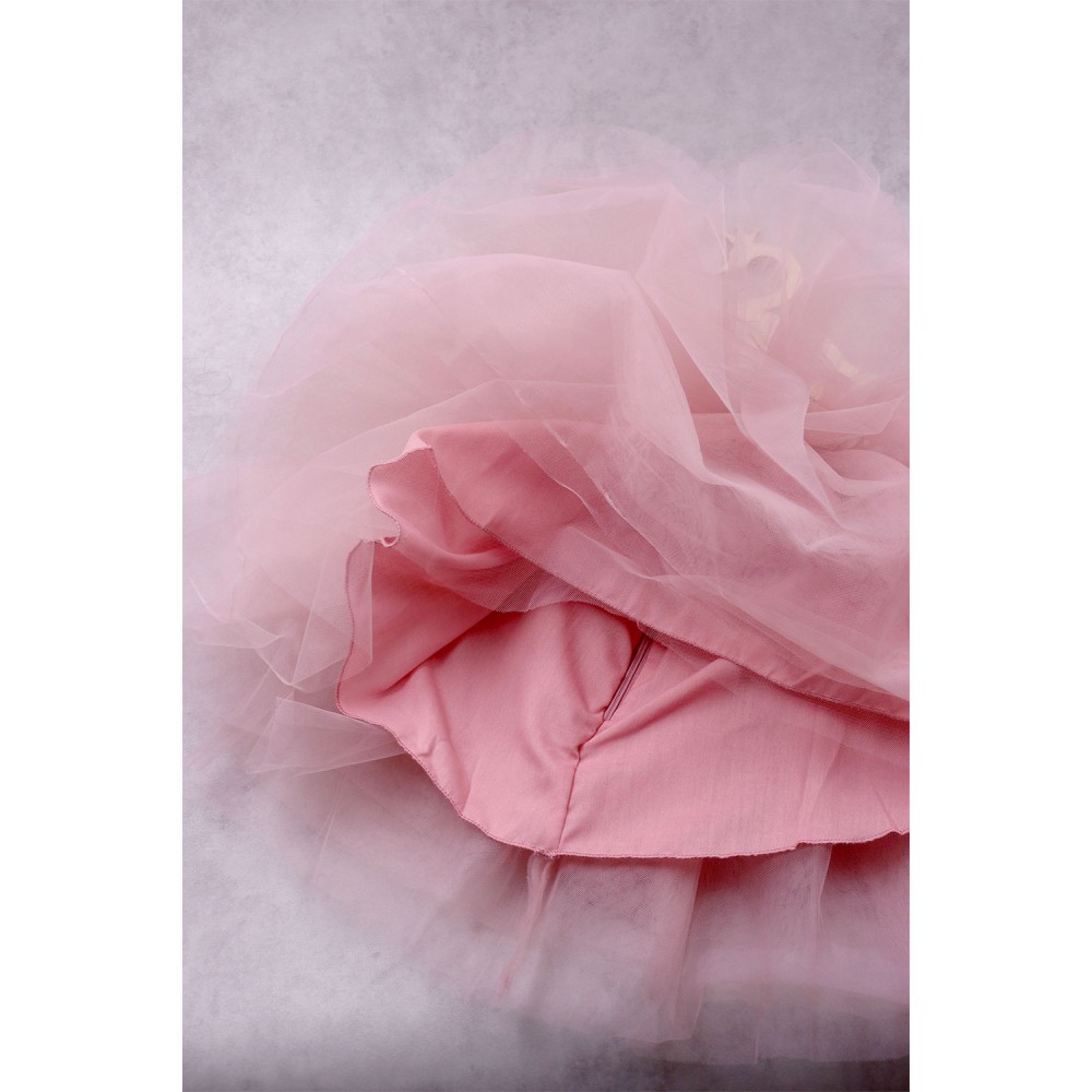 92200 Pinka Βρεφικό & παιδικό φόρεμα από τούλι και σατέν σε ροζ χρώμα με αποσπώμενο φιόγκο πίσω. 