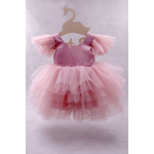 92200 Pinka Βρεφικό & παιδικό φόρεμα από τούλι και σατέν σε ροζ χρώμα με αποσπώμενο φιόγκο πίσω. 