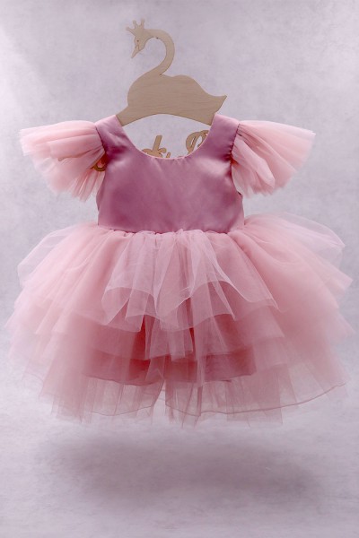 92200 Pinka Βρεφικό & παιδικό φόρεμα από τούλι και σατέν σε ροζ χρώμα με αποσπώμενο φιόγκο πίσω. 