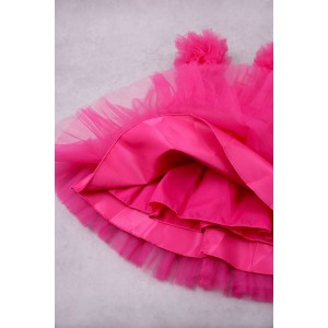 92300 Superstar Βρεφικό & παιδικό φόρεμα από τούλι σε φούξια χρώμα με σατέν επένδυση. 