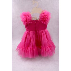 92300 Superstar Βρεφικό & παιδικό φόρεμα από τούλι σε φούξια χρώμα με σατέν επένδυση. 