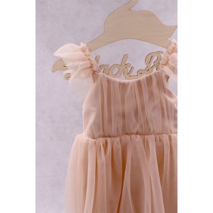 92400 Sandra Βρεφικό & παιδικό φόρεμα από τούλι σε μπεζ (ελαφρώς σομόν) χρώμα. (ελαστικό στο στήθος)