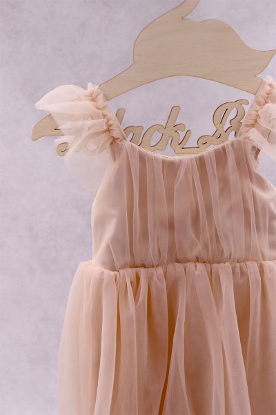 92400 Sandra Βρεφικό & παιδικό φόρεμα από τούλι σε μπεζ (ελαφρώς σομόν) χρώμα. (ελαστικό στο στήθος)