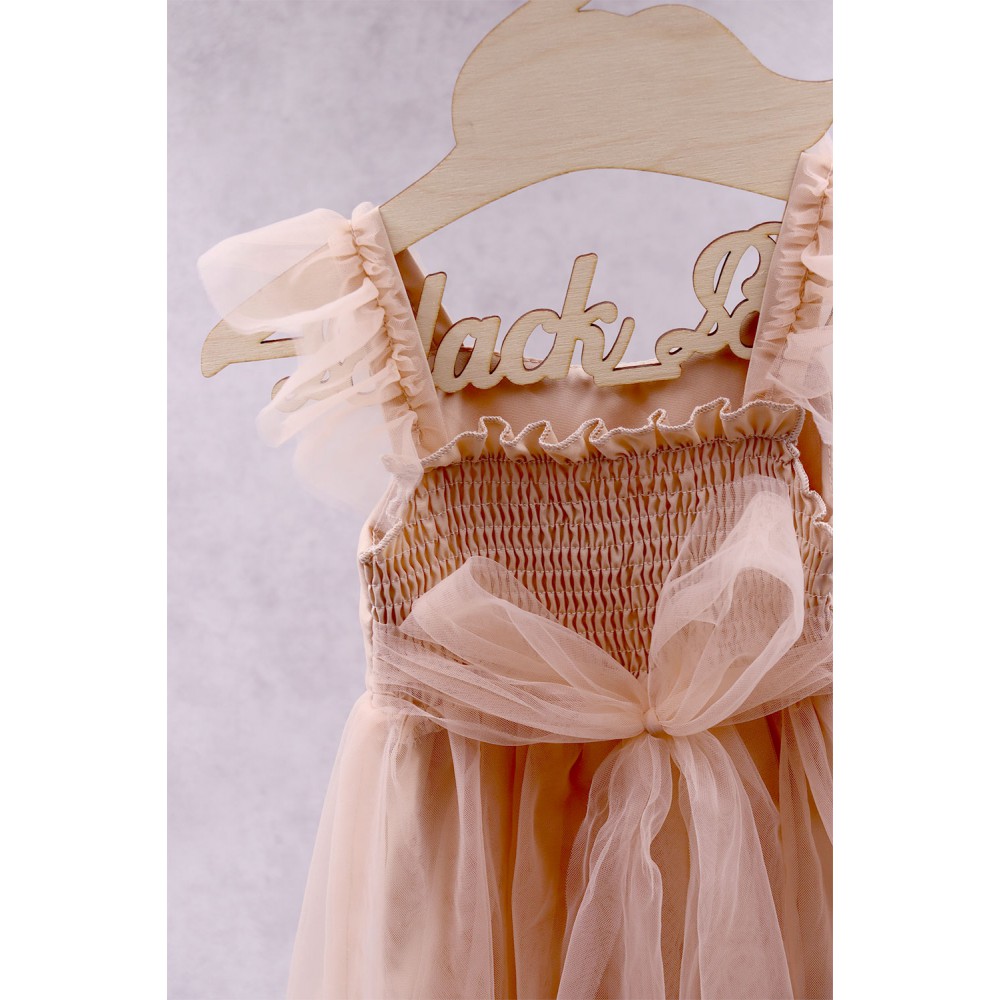 92400 Sandra Βρεφικό & παιδικό φόρεμα από τούλι σε μπεζ (ελαφρώς σομόν) χρώμα. (ελαστικό στο στήθος)