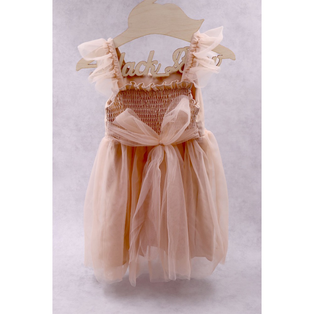 92400 Sandra Βρεφικό & παιδικό φόρεμα από τούλι σε μπεζ (ελαφρώς σομόν) χρώμα. (ελαστικό στο στήθος)