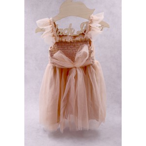 92400 Sandra Βρεφικό & παιδικό φόρεμα από τούλι σε μπεζ (ελαφρώς σομόν) χρώμα. (ελαστικό στο στήθος)