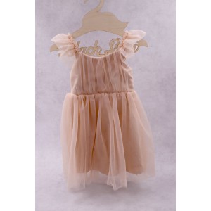 92400 Sandra Βρεφικό & παιδικό φόρεμα από τούλι σε μπεζ (ελαφρώς σομόν) χρώμα. (ελαστικό στο στήθος)