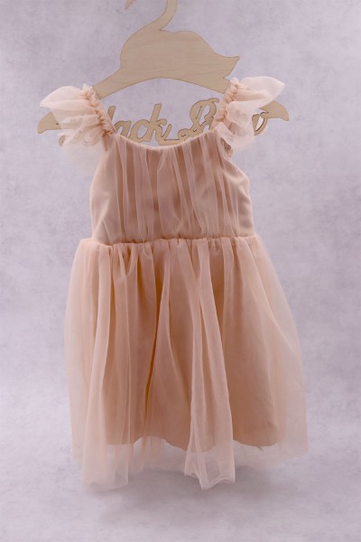 92400 Sandra Βρεφικό & παιδικό φόρεμα από τούλι σε μπεζ (ελαφρώς σομόν) χρώμα. (ελαστικό στο στήθος)