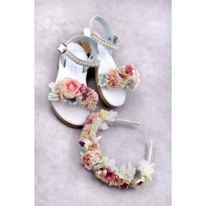 STE2014 Britna, Χειροποίητη στέκα για τα μαλλιά με λουλούδια. 