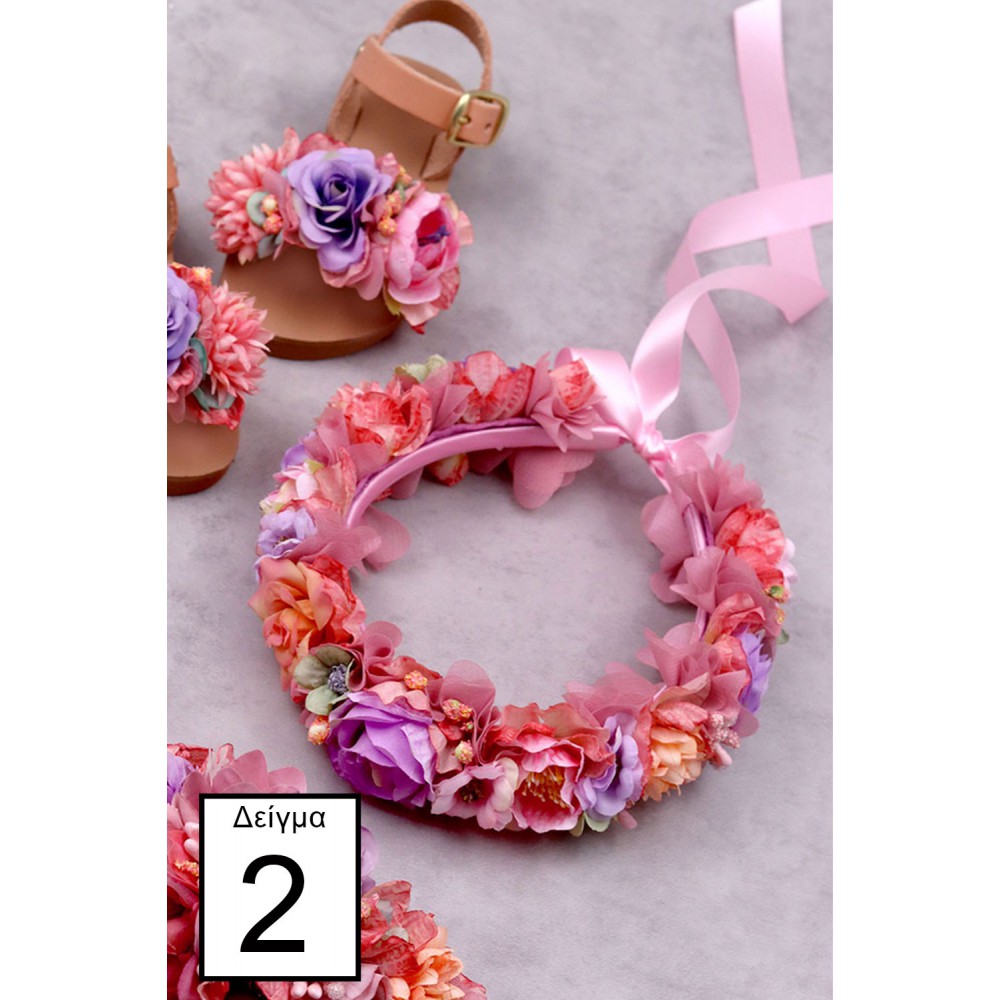 STE2100, Χειροποίητο ολόκληρο στεφανάκι για τα μαλλιά με λουλούδια. 