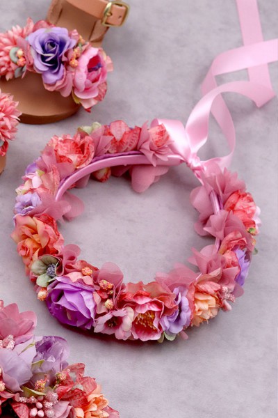 STE2100-2, Χειροποίητο ολόκληρο στεφανάκι για τα μαλλιά με λουλούδια. 