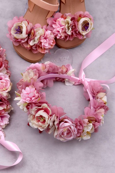 STE2100-3, Χειροποίητο ολόκληρο στεφανάκι για τα μαλλιά με λουλούδια. 