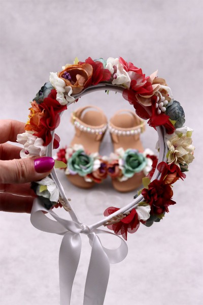 STE2200-3, Χειροποίητο στεφανάκι για τα μαλλιά με λουλούδια. 