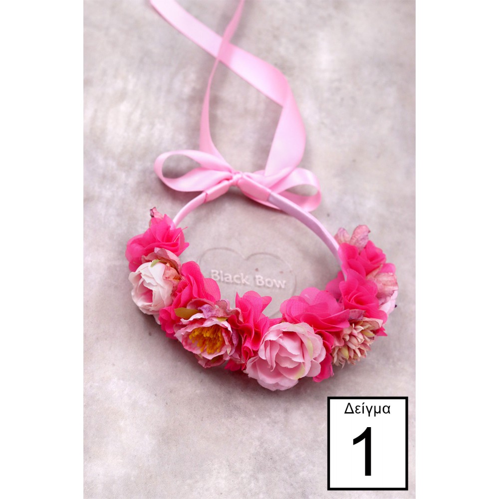 STE2300B, Χειροποίητο μισό στεφανάκι για τα μαλλιά με λουλούδια. 