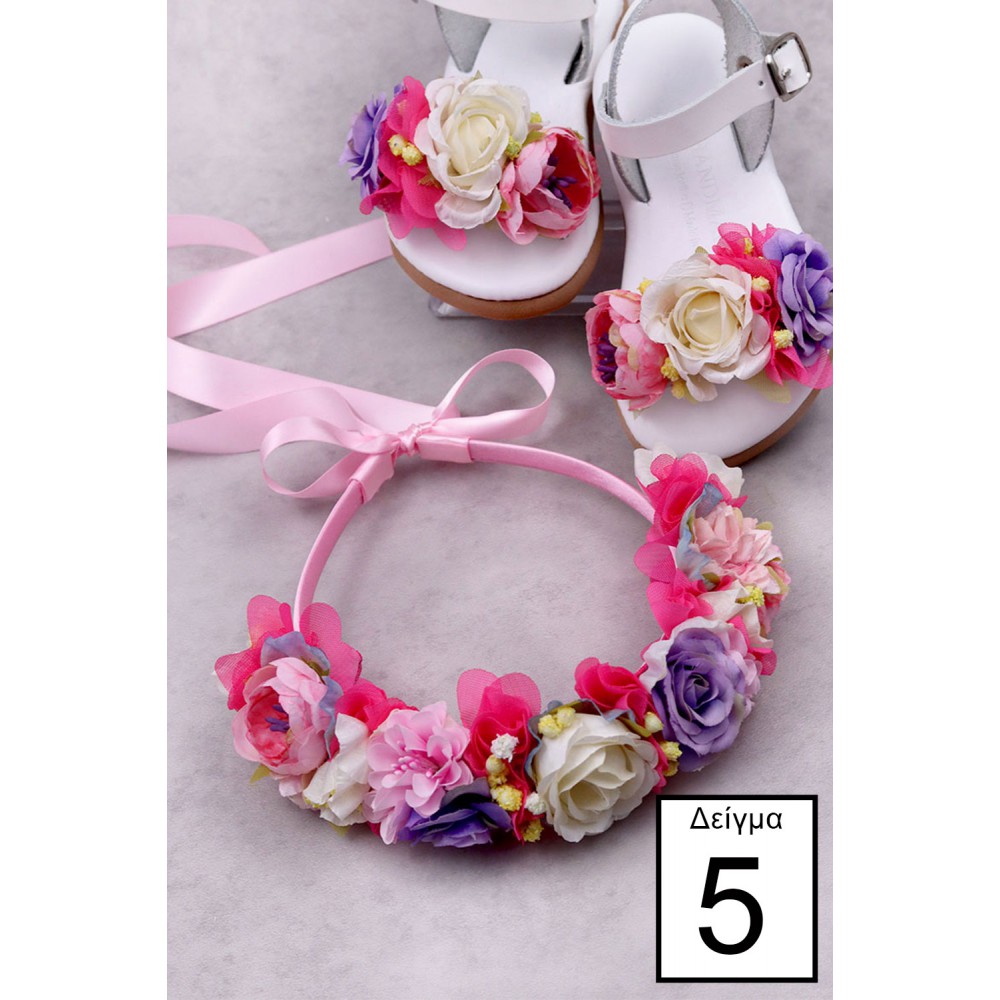 STE2300B, Χειροποίητο μισό στεφανάκι για τα μαλλιά με λουλούδια. 