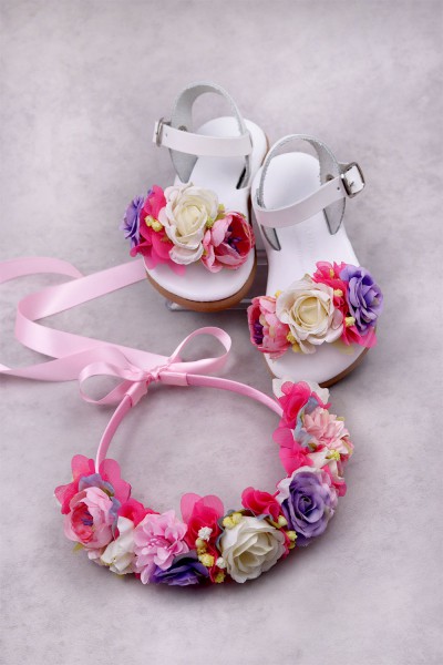 STE2300-5, Χειροποίητο μισό στεφανάκι για τα μαλλιά με λουλούδια. 