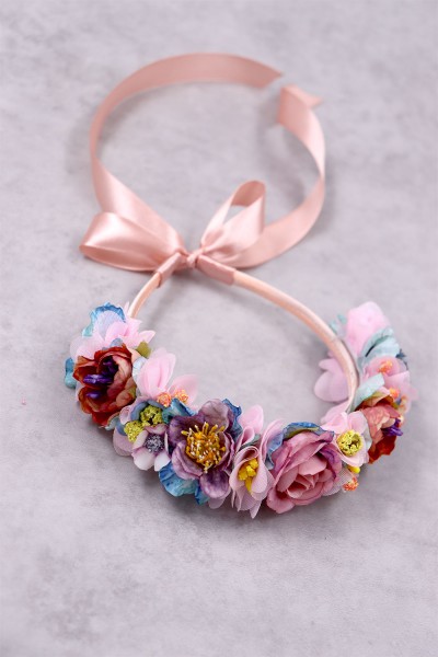 STE2300-9, Χειροποίητο μισό στεφανάκι για τα μαλλιά με λουλούδια. 