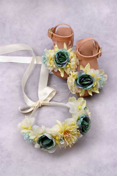 STE2300-7, Χειροποίητο μισό στεφανάκι για τα μαλλιά με λουλούδια. 