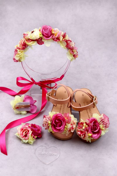 STE2300-4, Χειροποίητο μισό στεφανάκι για τα μαλλιά με λουλούδια. 