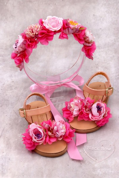 STE2300, Χειροποίητο μισό στεφανάκι για τα μαλλιά με λουλούδια. 