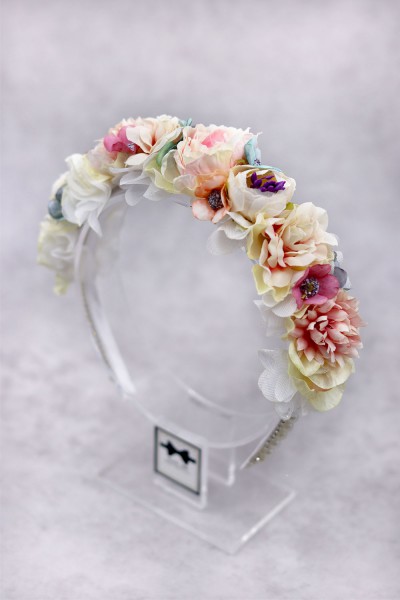 STE2300-8, Χειροποίητο μισό στεφανάκι για τα μαλλιά με λουλούδια. 