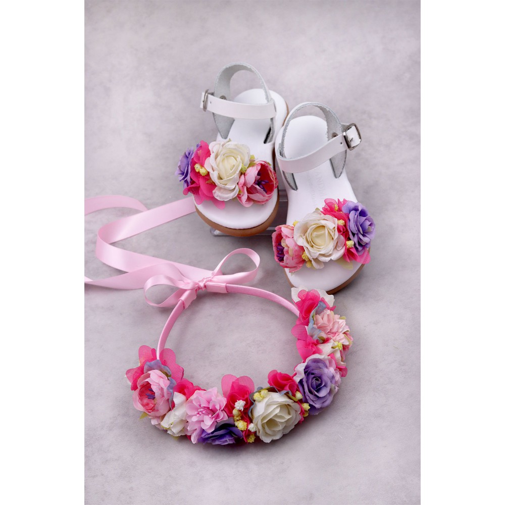 STE2300B, Χειροποίητο μισό στεφανάκι για τα μαλλιά με λουλούδια. 