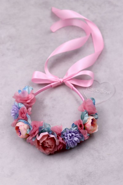 STE2300B, Χειροποίητο μισό στεφανάκι για τα μαλλιά με λουλούδια. 