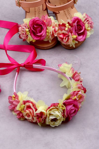 STE2300-4, Χειροποίητο μισό στεφανάκι για τα μαλλιά με λουλούδια. 