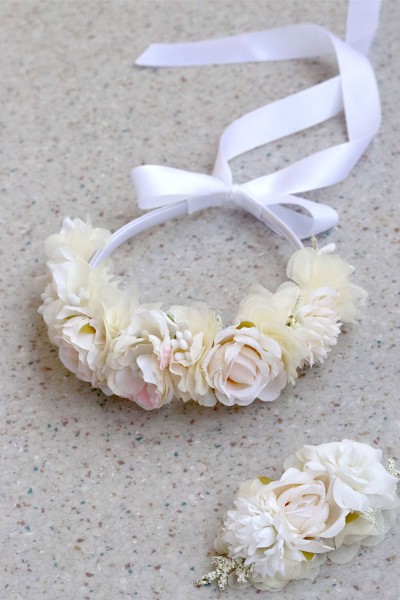 STE2300-6, Χειροποίητο μισό στεφανάκι για τα μαλλιά με λουλούδια. 