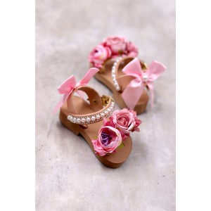 5060C Bow Flowers Παιδικά & βρεφικά δερμάτινα ή ανατομικά σανδάλια. (ΔΛ)