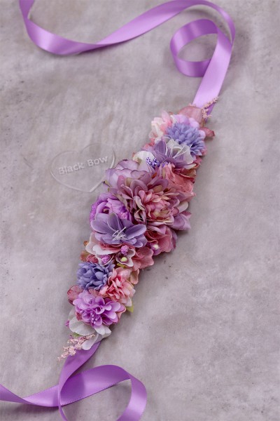 STE2600-10,  Χειροποίητη φαρδιά ζώνη σε σατέν κορδέλα (Φάρδος 9cm - Μήκος 25cm + έξτρα κορδέλα)