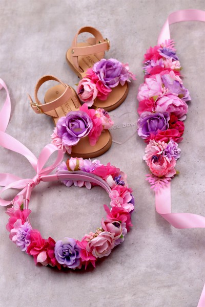 STE2600-9,  Χειροποίητη φαρδιά ζώνη σε σατέν κορδέλα (Φάρδος 9cm - Μήκος 25cm + έξτρα κορδέλα)