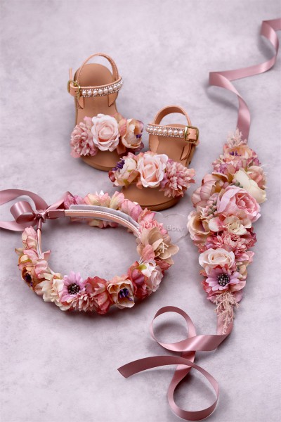 STE2600-7,  Χειροποίητη φαρδιά ζώνη σε σατέν κορδέλα (Φάρδος 9cm - Μήκος 25cm + έξτρα κορδέλα)