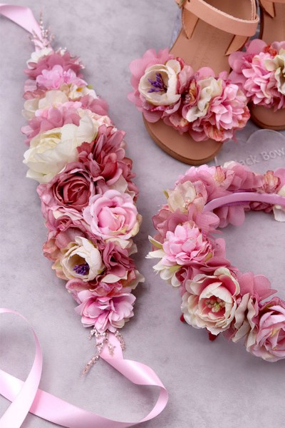 STE2600-8,  Χειροποίητη φαρδιά ζώνη σε σατέν κορδέλα (Φάρδος 9cm - Μήκος 25cm + έξτρα κορδέλα)