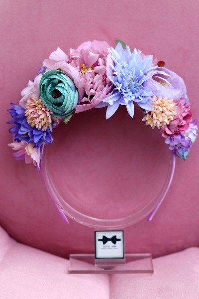 STE1992 Violet , Χειροποίητη στέκα για τα μαλλιά με λουλούδια. 