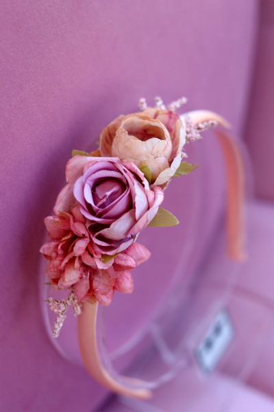 STE1995 Clover, Χειροποίητη στέκα για τα μαλλιά με λουλούδια. (Επιλέξτε λουλούδια)