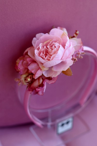 STE1996 Peony, Χειροποίητη στέκα για τα μαλλιά με λουλούδια. (Επιλέξτε λουλούδια)