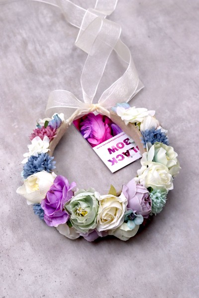 STE2015 Lilave, Χειροποίητο στεφανάκι για τα μαλλιά με λουλούδια. (Διπλά λουλούδια)