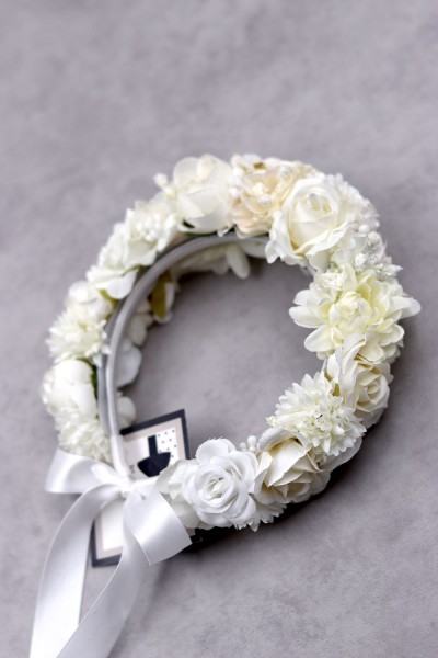 STE2015B Lilave, Χειροποίητο στεφανάκι για τα μαλλιά με λουλούδια. (Διπλά λουλούδια)