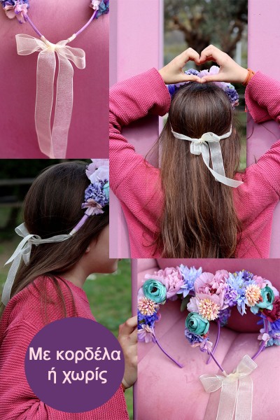 STE2021 Destiny, Χειροποίητη στέκα για τα μαλλιά με λουλούδια. 