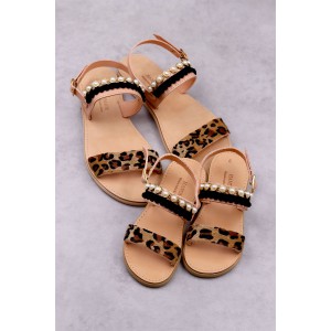 1023 Dalmatian Παιδικά δερμάτινα σανδάλια. (2 μπάρες)