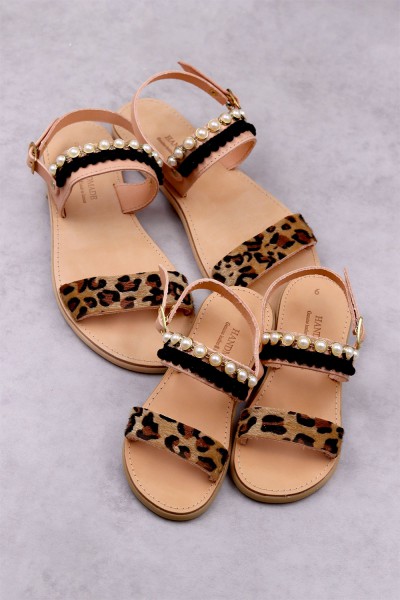 1023 Dalmatian Παιδικά δερμάτινα σανδάλια. (2 μπάρες)