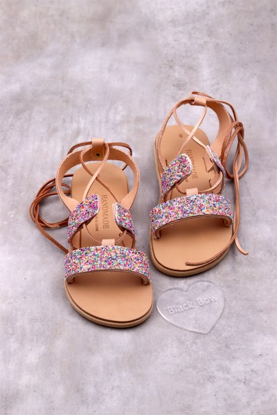 1077Β Leia Παιδικά δερμάτινα σανδάλια. (Boho)