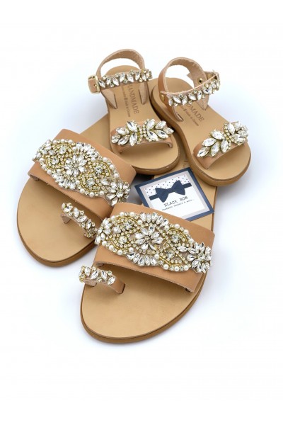 1098-2 Queen Γυναικεία δερμάτινα σανδάλια. (παντοφ)