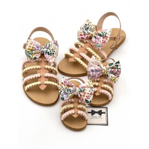 1347B Anna Παιδικά δερμάτινα ή ανατομικά σανδάλια. Με αποσπώμενο φιόγκο. (Ερμής)