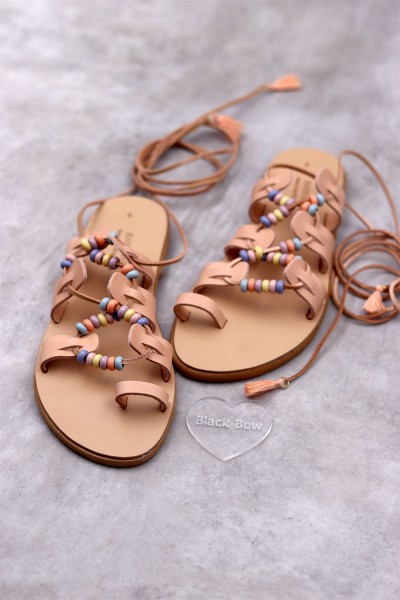 3103-1 Adaline Γυναικεία δερμάτινα σανδάλια. (BOHO)