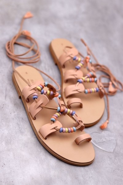 3103-1 Adaline Γυναικεία δερμάτινα σανδάλια. (BOHO)