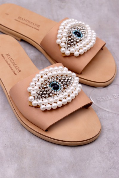3129 EyePearl Γυναικεία δερμάτινα σανδάλια. (Παντ Χω)