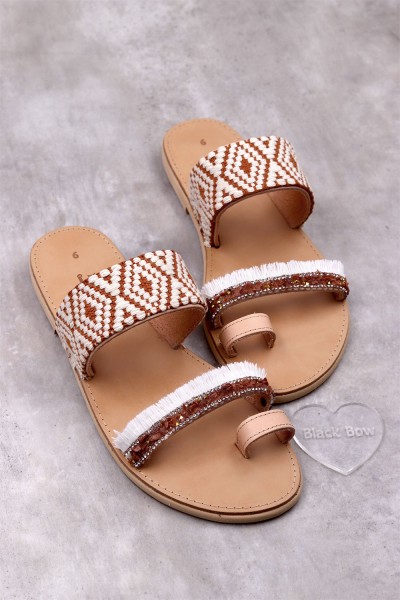 3153 Sila Γυναικεία δερμάτινα σανδάλια. (Αναστ)