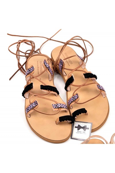 0295-3 Skylar Γυναικεία δερμάτινα σανδάλια. (Boho)